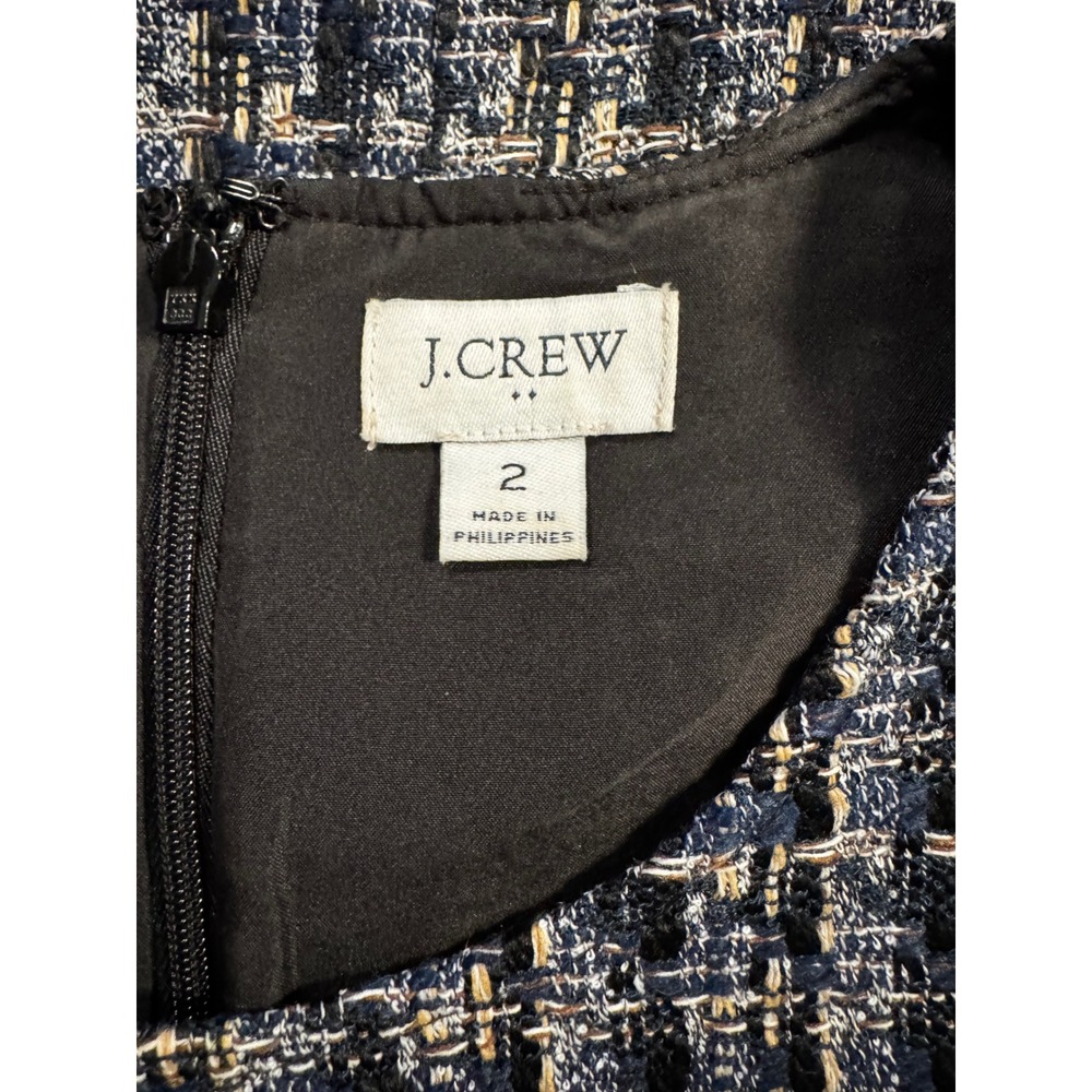 J.Crew Womens Navy Blue Black Tweed Sleeveless Shift Dress Size 2 Round Neck - Picture 4 of 9
